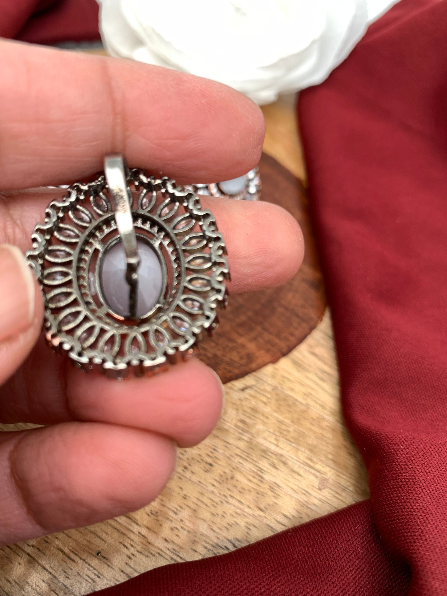 Victorian Polish AD Gray Stone Pendent Set