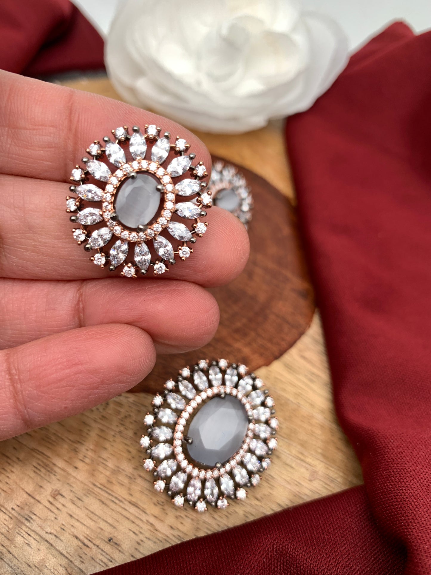 Victorian Polish AD Gray Stone Pendent Set