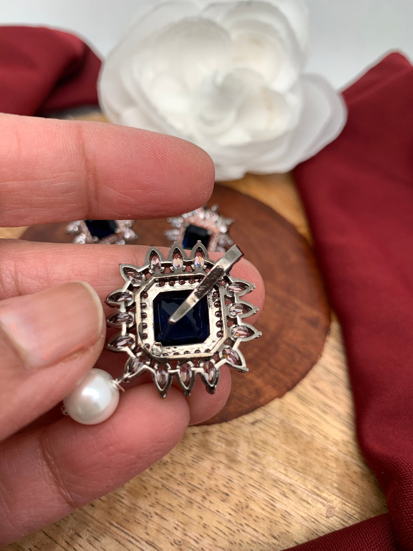 Victorian Polish AD Blue Stone Pendent Set