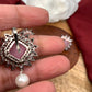 Victorian Polish AD Pink Stone Pendent Set
