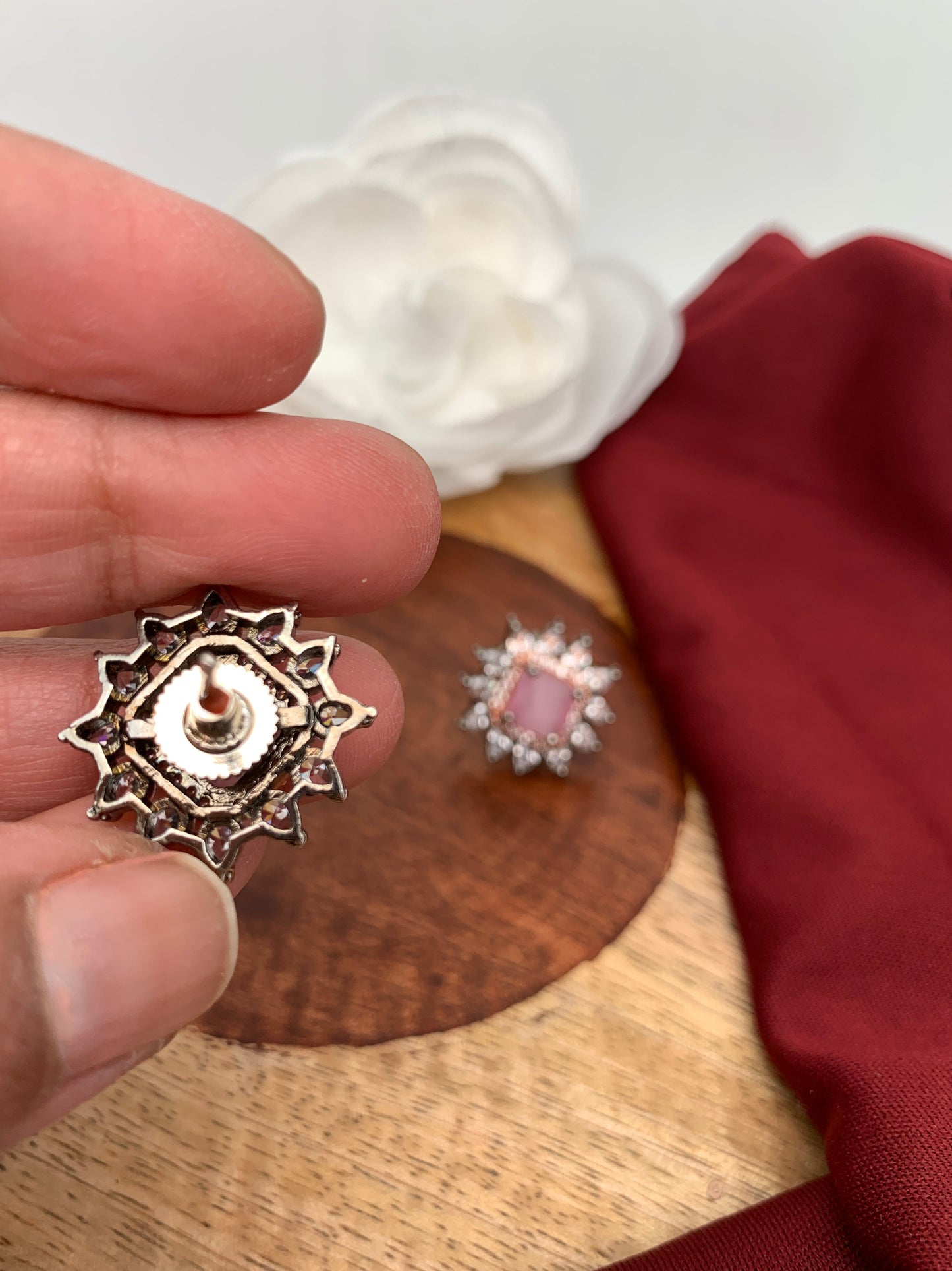 Victorian Polish AD Pink Stone Pendent Set
