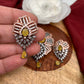 Victorian Dual Tone Polish AD Yellow Stone Pendent Set