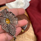 Victorian Dual Tone Polish AD Yellow Stone Pendent Set