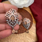 Victorian Dual Tone Polish AD Peach Stone Pendent Set