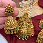 Goddess Lakshmi Premium Matte Finish Nakshi Pendent Set With Pearl Mala