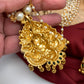Goddess Lakshmi Premium Matte Finish Nakshi Pendent Set With Pearl Mala