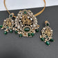 Radha Krishna Nakshi Color Stone Kundan Victorian Mehndi Finish Pendent Set - Green