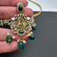 Radha Krishna Nakshi Color Stone Kundan Victorian Mehndi Finish Pendent Set - Green
