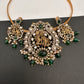 Radha Krishna Nakshi Color Stone Kundan Victorian Mehndi Finish Pendent Set - Green