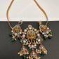 Ganesha Nakshi Color Stone Kundan Victorian Mehndi Finish Pendent Set - Green
