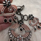 AD Floral Victorian Color Stone Pendent Set - Black