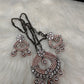AD Floral Victorian Color Stone Pendent Set - White