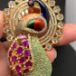 Peacock with American diamonds Ruby stones and meenakari Paint Pendent Set