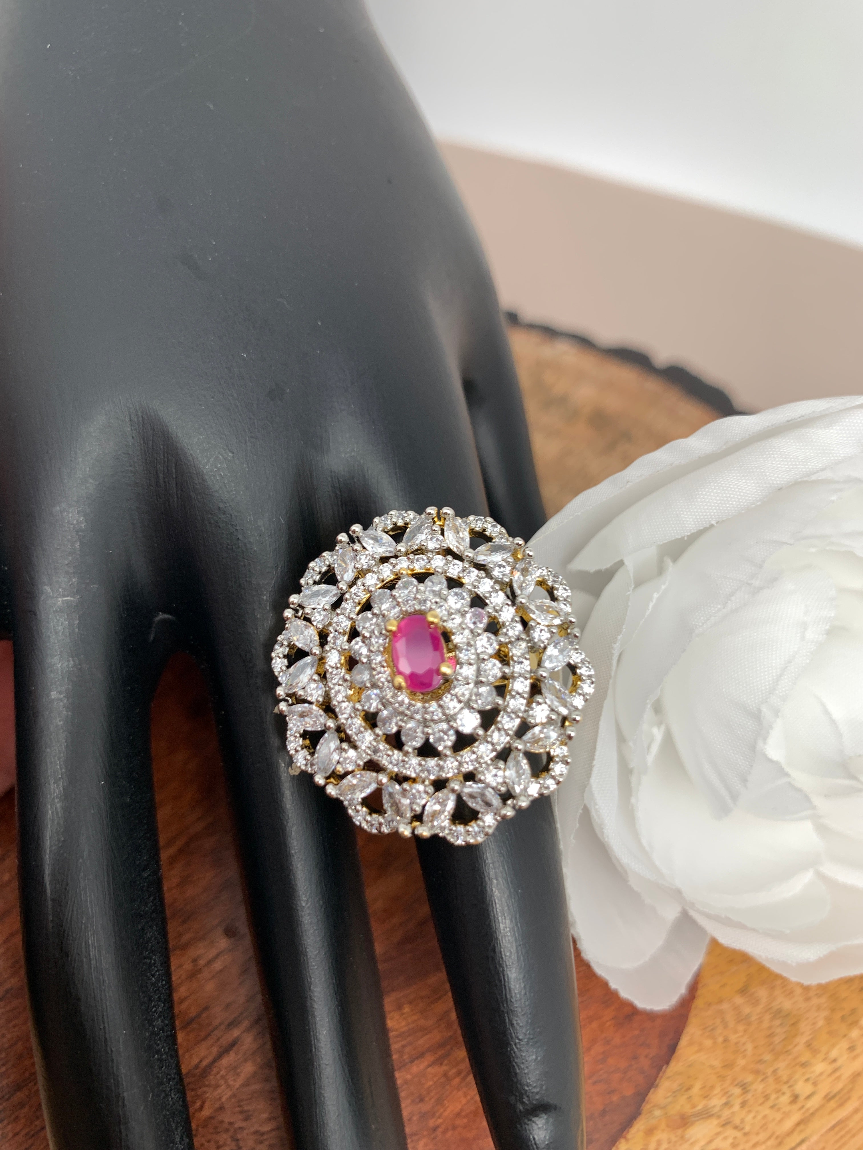 AD Ruby Red Stone Round Ring – Sheetal's FabFashion