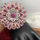 AD Red Stone Three Layer Floral Ring