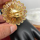 AD Red Stone Three Layer Floral Ring