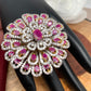 AD Red Stone Three Layer Floral Ring