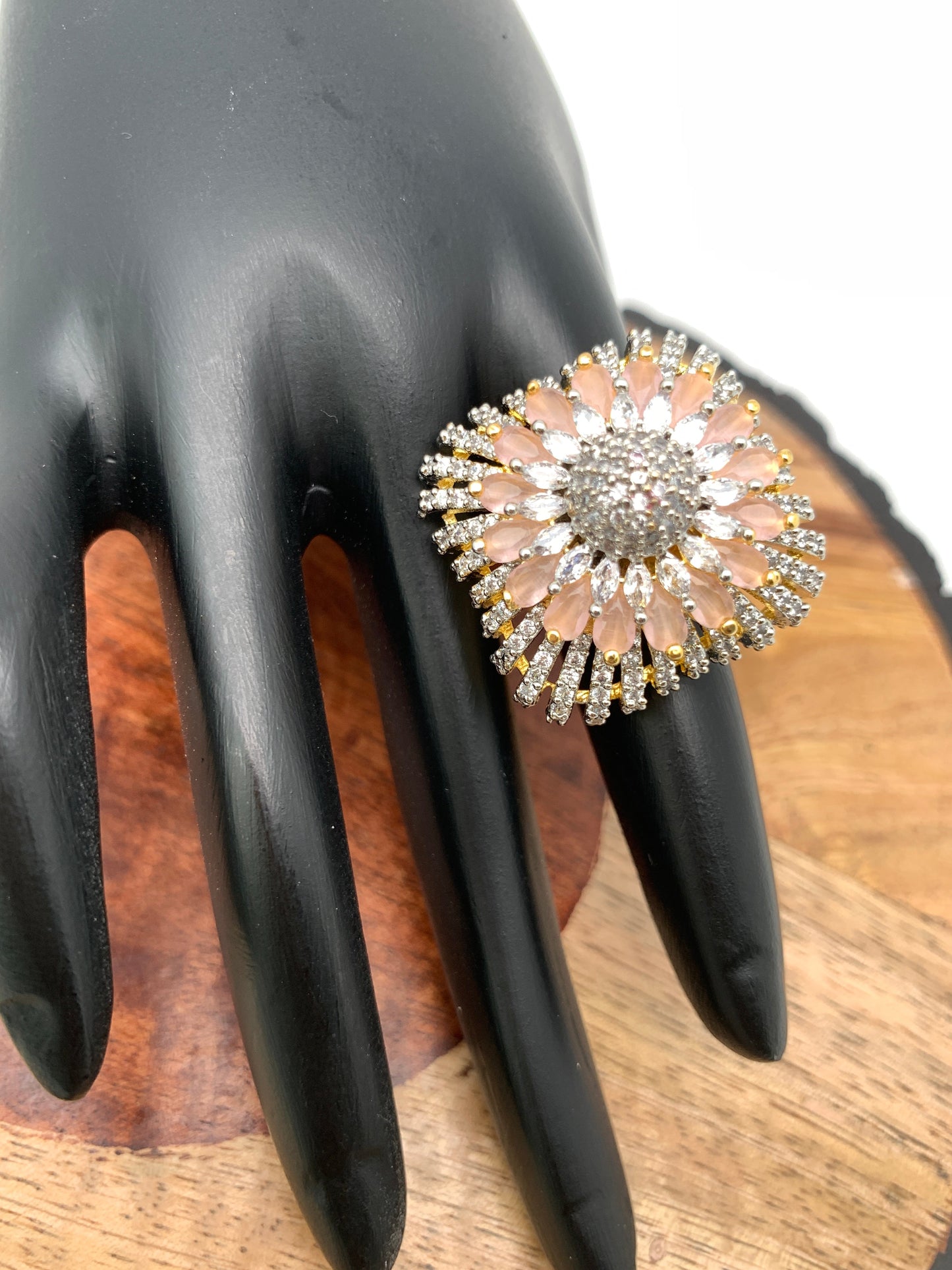 AD Peach Stone Square Ring