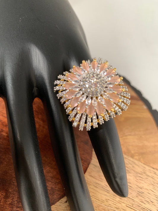 AD Peach Stone Square Ring