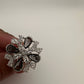 AD Silver Adjustable Color Stone Ring - Black