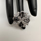 AD Silver Adjustable Color Stone Ring - Black