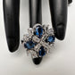 AD Silver Adjustable Color Stone Ring - Blue