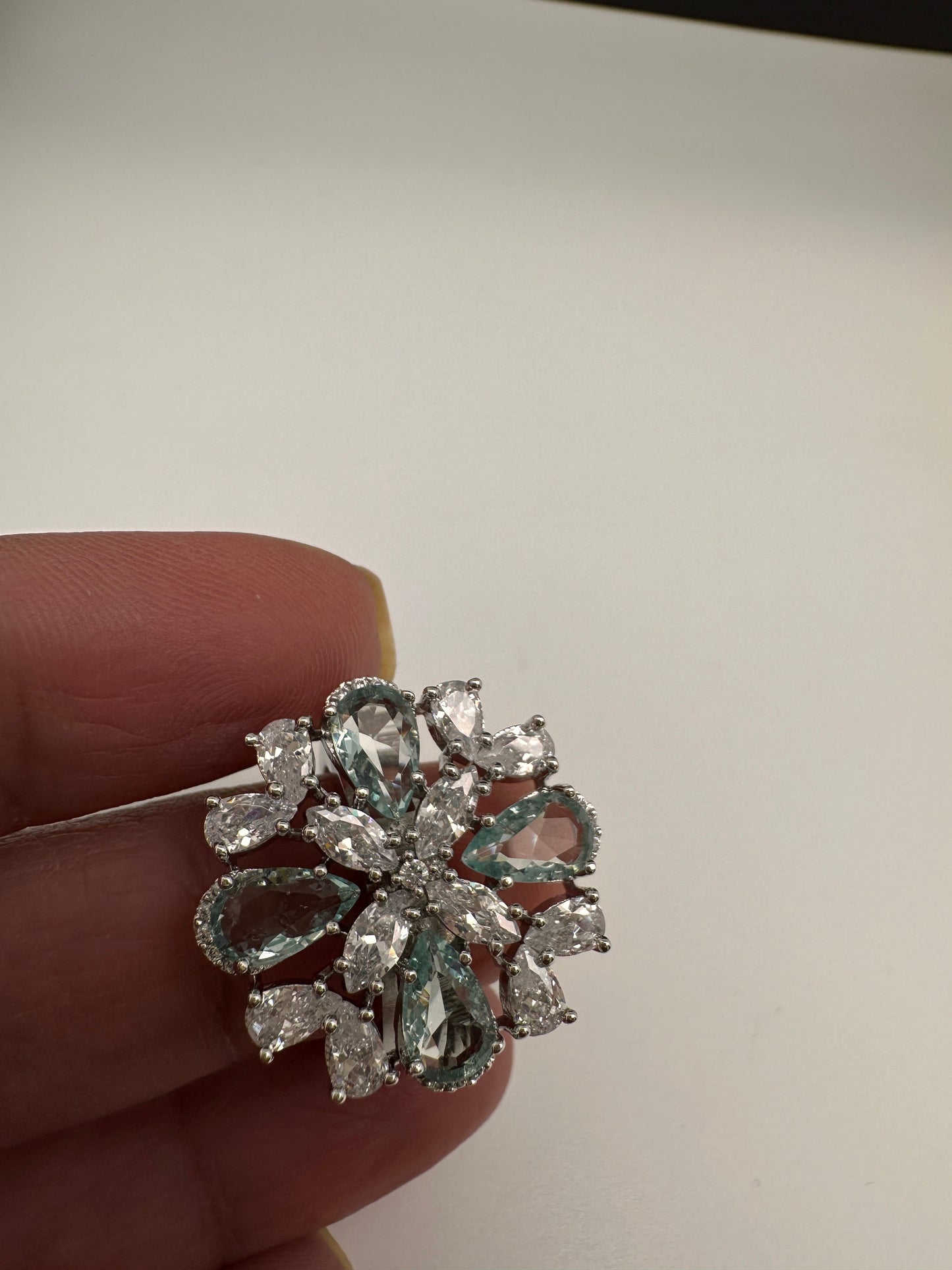 AD Silver Adjustable Color Stone Ring - LightGreen