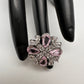AD Silver Adjustable Color Stone Ring - Pink