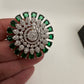 AD Silver Adjustable Color Stone Cocktail lRing - Green