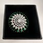 AD Silver Adjustable Color Stone Cocktail lRing - Green