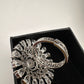 AD Silver Adjustable Color Stone Cocktail lRing - White