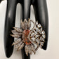AD Silver Adjustable Color Stone Cocktail lRing - Champagne