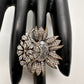 AD Silver Adjustable Color Stone Cocktail lRing - White