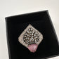AD Silver Adjustable Color Stone Cocktail lRing - Pink