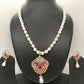 Ruby Red Stone AD Pendent with Shell Pearl Necklace