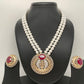Red Stone AD Pendent Double Line Shell Pearl Necklace
