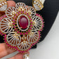 Ruby Red Stone AD Pendent Traditional Raani Haar with Real Pearls