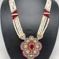 Ruby Red Stone AD Pendent Traditional Raani Haar with Real Pearls