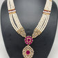 Ruby Red Stone AD Pendent Traditional Raani Haar with Real Pearls
