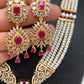 Ruby Red Stone AD Pendent Traditional Raani Haar with Real Pearls