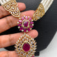 Ruby Red Stone AD Pendent Traditional Raani Haar with Real Pearls
