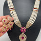 Ruby Red Stone AD Pendent Traditional Raani Haar with Real Pearls