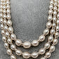 Three line Real Oval Kalgi Pearls Mala with Chakri and Gradiant Sized Pearls