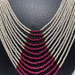 Small Pearl Rani Haar with CZ Wine Red Stone Side Pendent