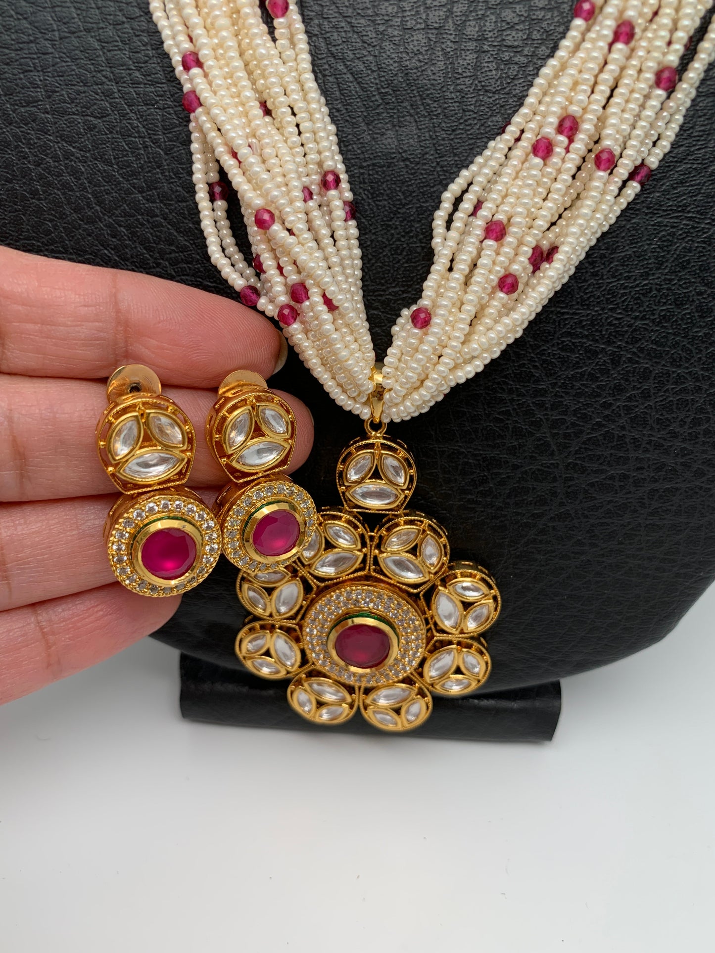 Small Pearl Rani Haar with Kundan Floral Pendent