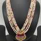 Small Pearl Red Stone AD Pendent Short Necklace