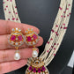 Small Pearl Red Stone AD Pendent Short Necklace