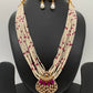 Small Pearl Red Stone AD Pendent Short Necklace