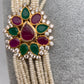 Multi Color Side Pendent Green Beads Hydro Pearls Necklace