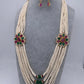 Multi Color Side Pendent Green Beads Hydro Pearls Necklace